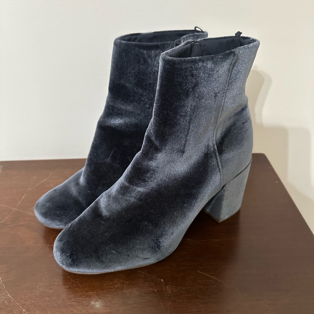 Navy Velvet Ankle Boots